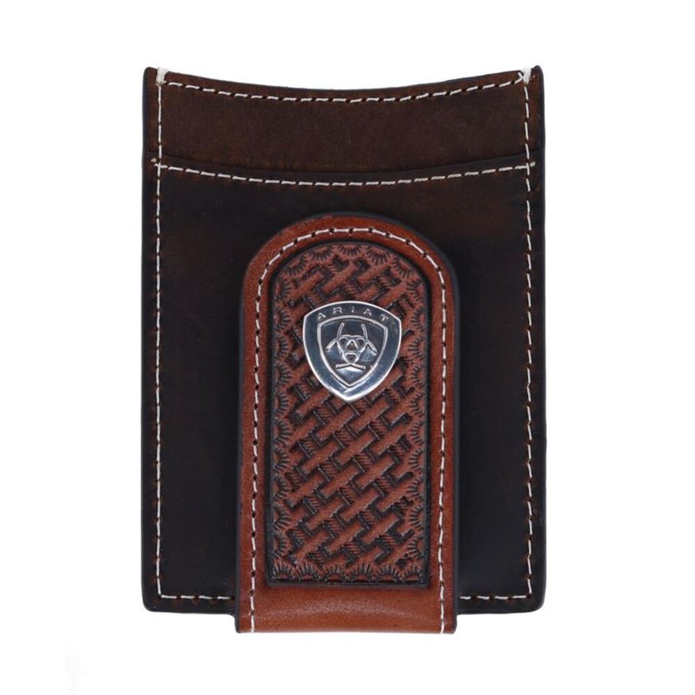 Ariat Men's Tooled Magnetic Money Clip Card Wallet